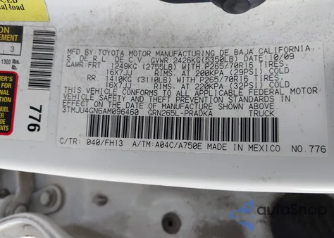 2010 Toyota Tacoma Prerunner V6 z USA, uszkodzony, nr VIN 3TMJU4GN6AM096460